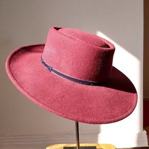 Burgundy Wool Fedora Hat